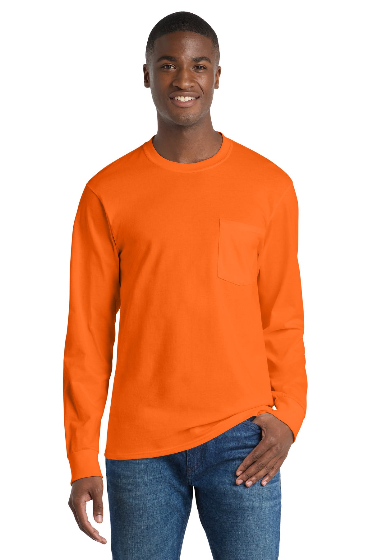 Port & Co Men's   Long Sleeve Essential Pocket Tee