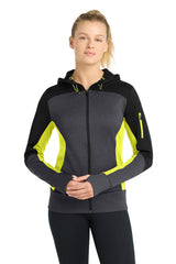 Sport-Tek Women's   Tech Fleece Colorblock Full-Zip Hooded Jacket