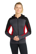 Sport-Tek Women's   Tech Fleece Colorblock Full-Zip Hooded Jacket