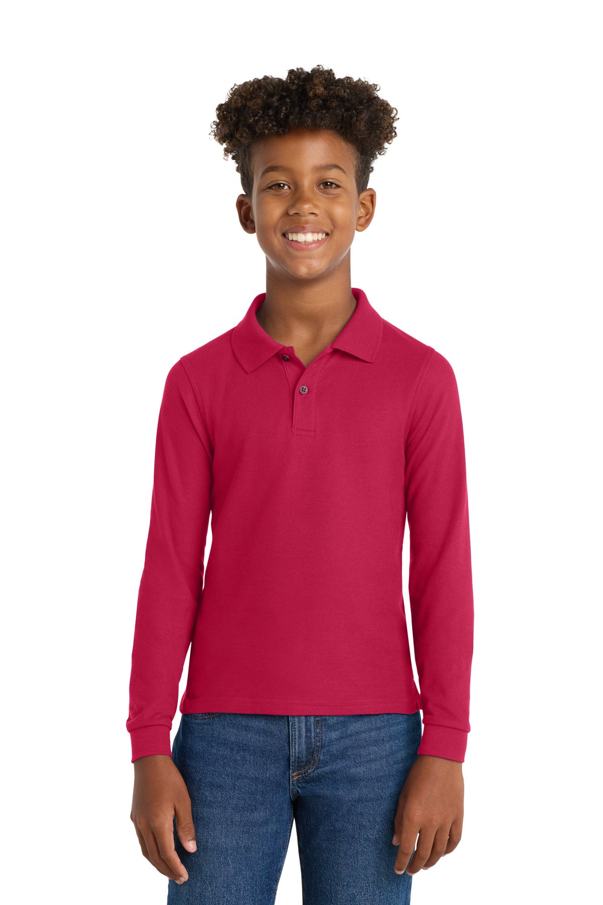 Port Authority Youth   Long Sleeve Silk Touch Polo