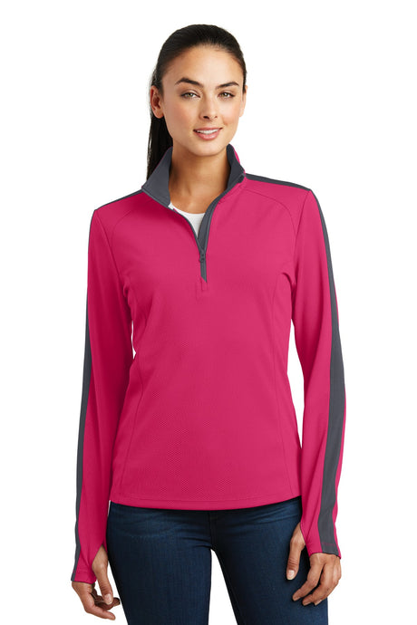 Sport-Tek Women's   Sport-Wick   Textured Colorblock 1/4-Zip Pullover