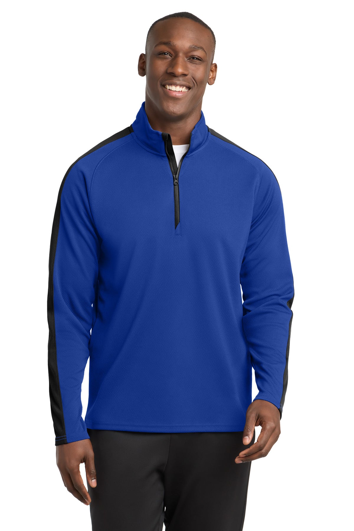 Sport-Tek Men's   Sport-Wick   Textured Colorblock 1/4-Zip Pullover
