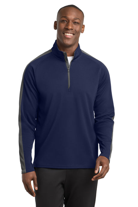Sport-Tek Men's   Sport-Wick   Textured Colorblock 1/4-Zip Pullover