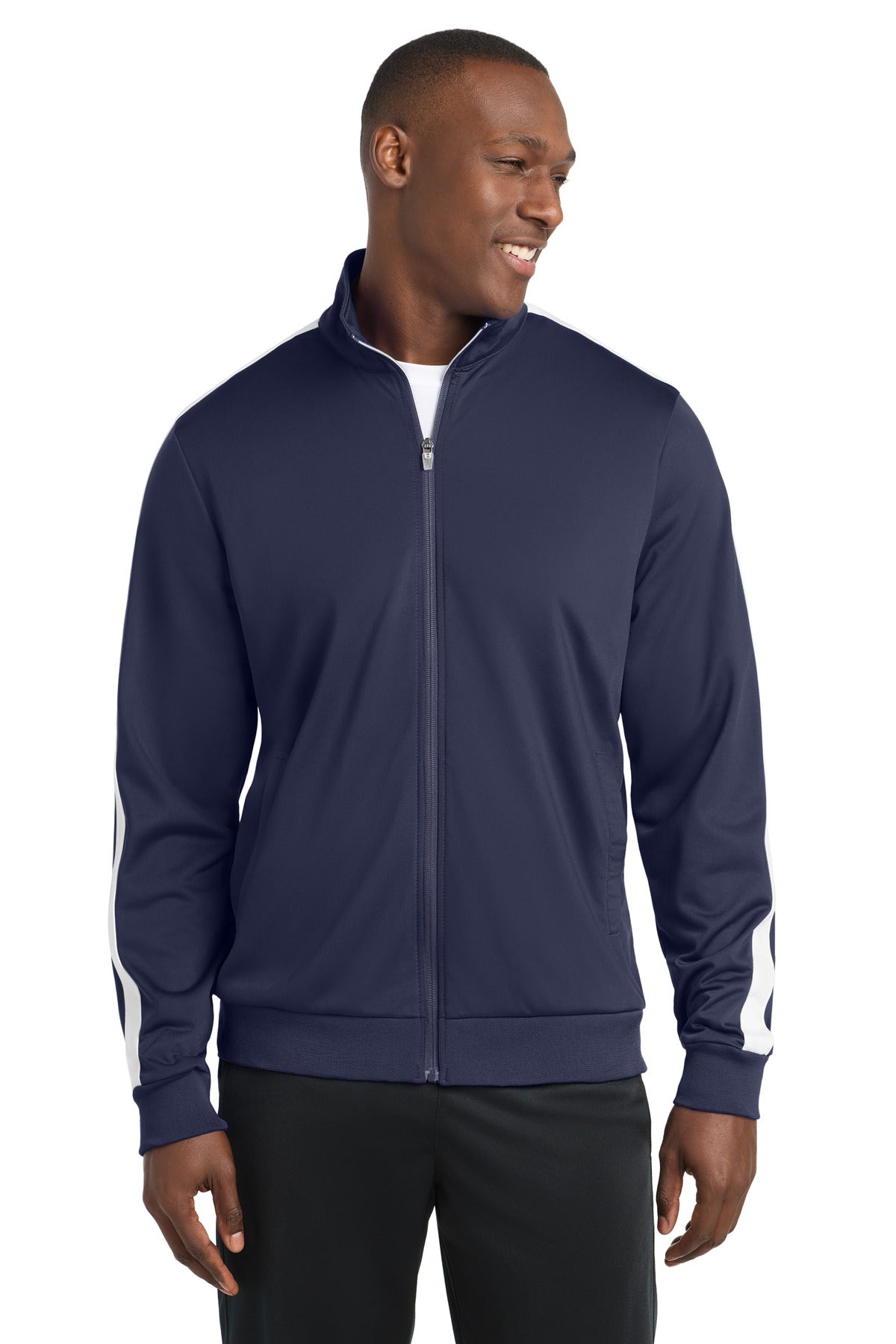Sport-Tek Men's    Tricot Sleeve Stripe Track Jacket