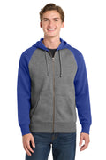 Sport-Tek Men's   Raglan Colorblock Full-Zip Hooded Fleece Jacket