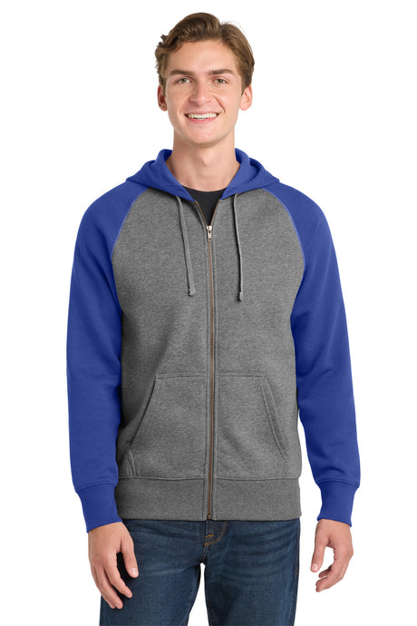 Sport-Tek Men's   Raglan Colorblock Full-Zip Hooded Fleece Jacket