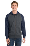 Sport-Tek Men's   Raglan Colorblock Full-Zip Hooded Fleece Jacket