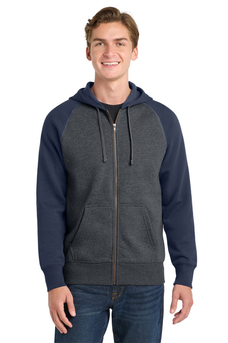Sport-Tek Men's   Raglan Colorblock Full-Zip Hooded Fleece Jacket