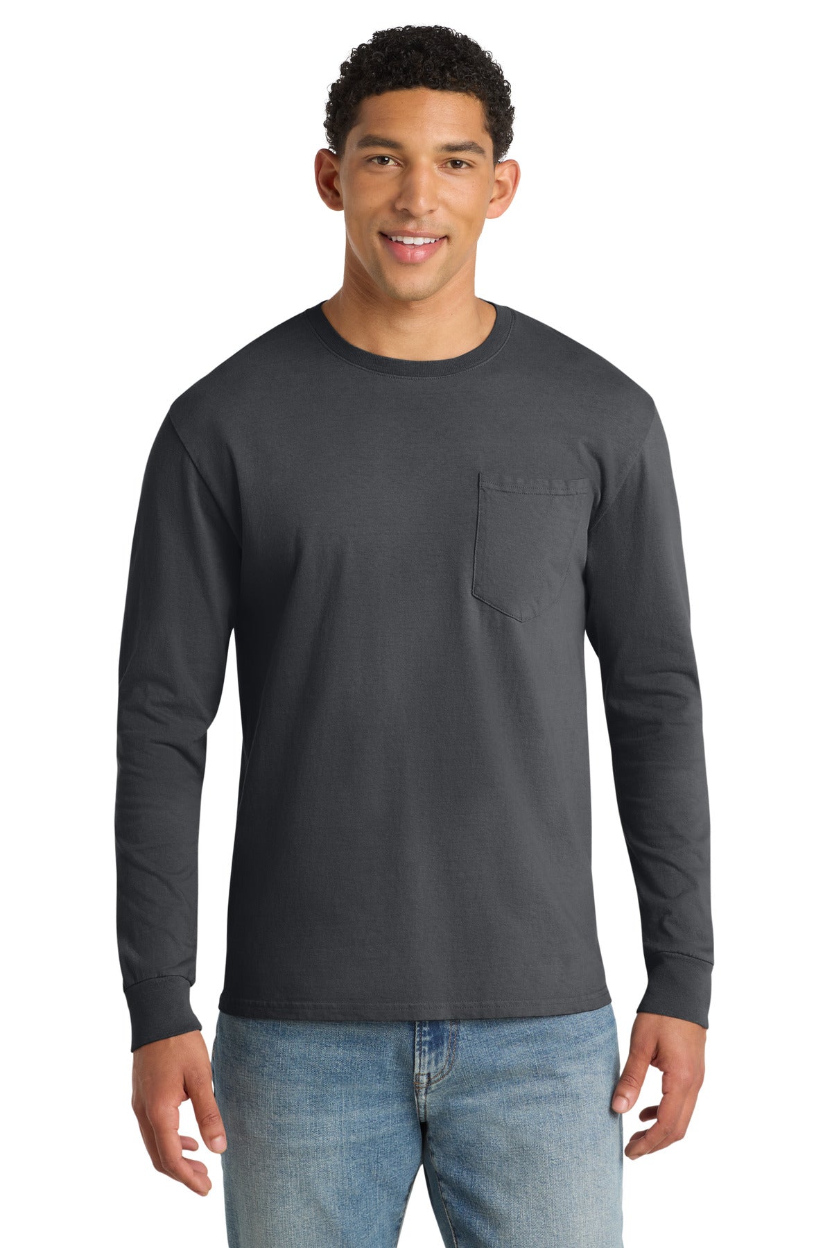 Port & Co Men’s   Beach Wash   Garment-Dyed Long Sleeve Pocket Tee  PC099LSP
