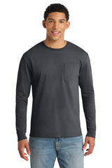 Port & Co Men’s   Beach Wash   Garment-Dyed Long Sleeve Pocket Tee  PC099LSP