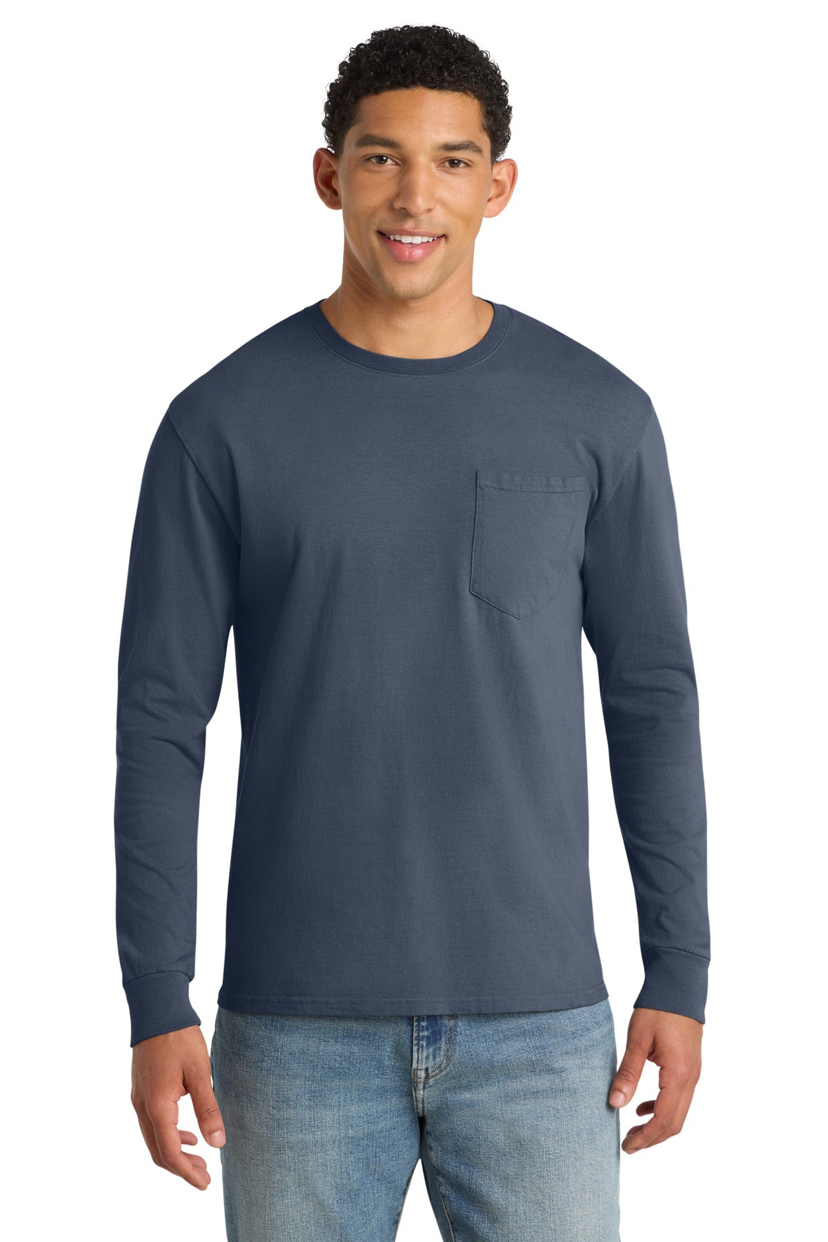 Port & Co Men’s   Beach Wash   Garment-Dyed Long Sleeve Pocket Tee  PC099LSP