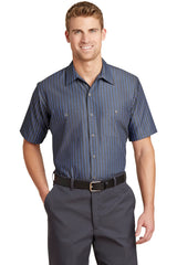 Red Kap Men's Short Sleeve Striped Industrial Work Shirt