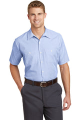 Red Kap Men's Short Sleeve Striped Industrial Work Shirt