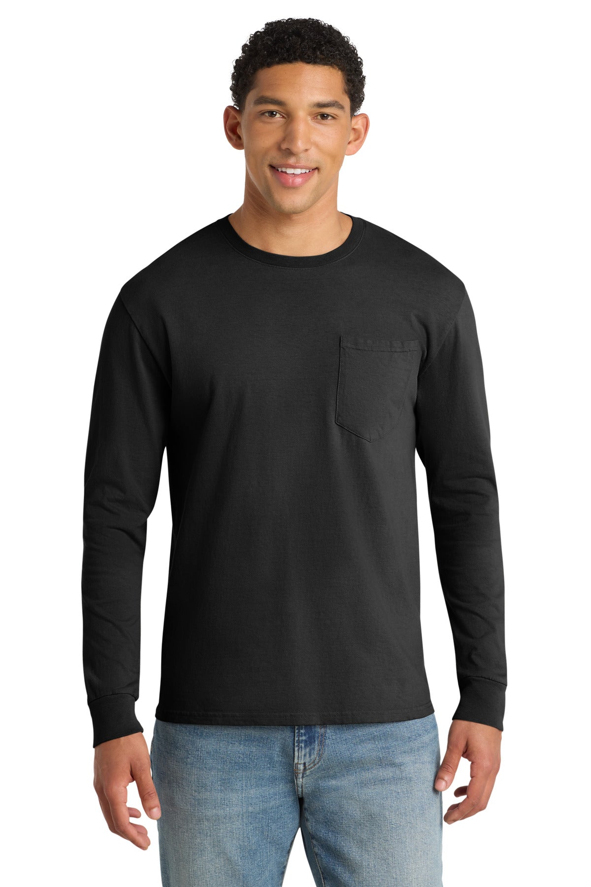 Port & Co Men’s   Beach Wash   Garment-Dyed Long Sleeve Pocket Tee  PC099LSP