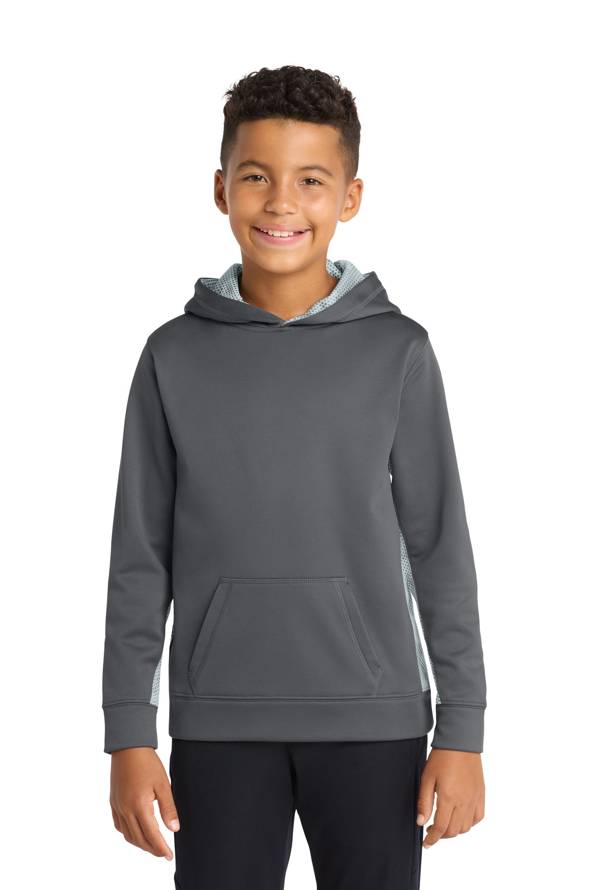 Sport-Tek Youth   Sport-Wick   CamoHex Fleece Colorblock Hooded Pullover