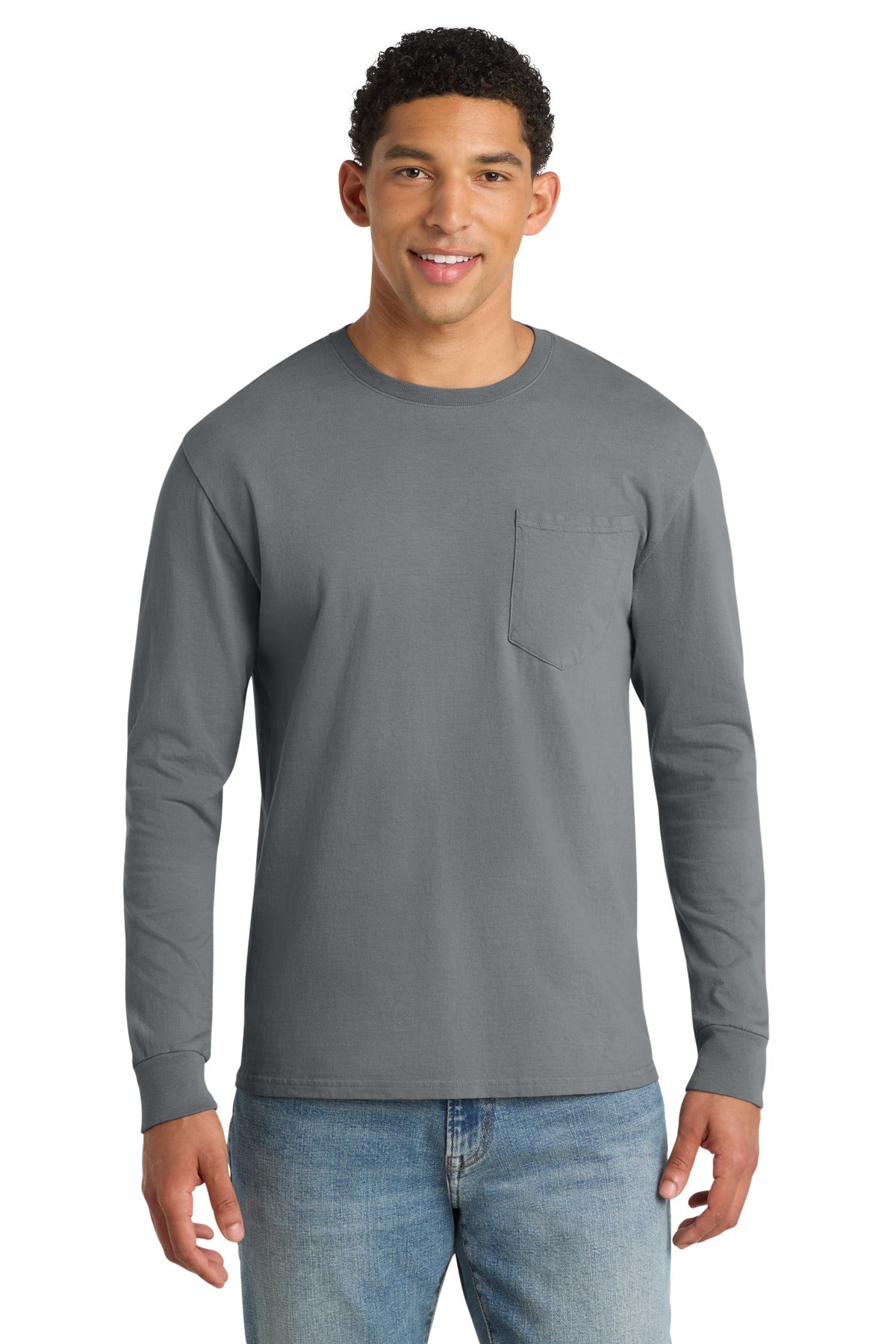 Port & Co Men’s   Beach Wash   Garment-Dyed Long Sleeve Pocket Tee  PC099LSP