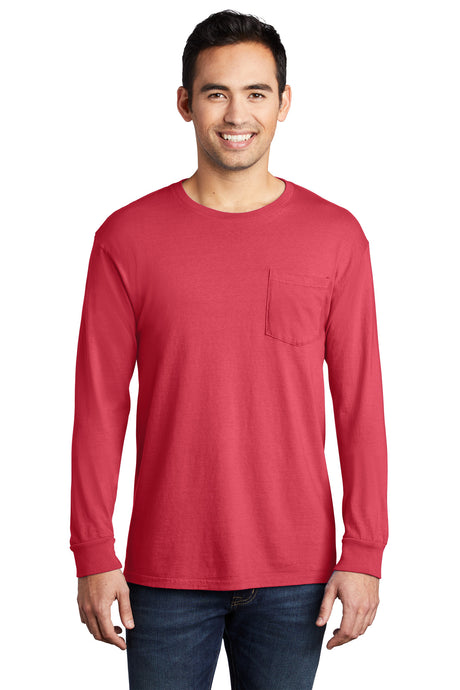 Port & Co Men’s   Beach Wash   Garment-Dyed Long Sleeve Pocket Tee  PC099LSP