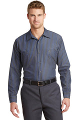 Red Kap Men's Long Sleeve Striped Industrial Work Shirt