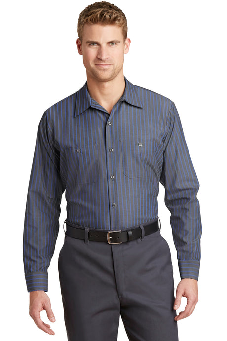 Red Kap Men's Long Sleeve Striped Industrial Work Shirt