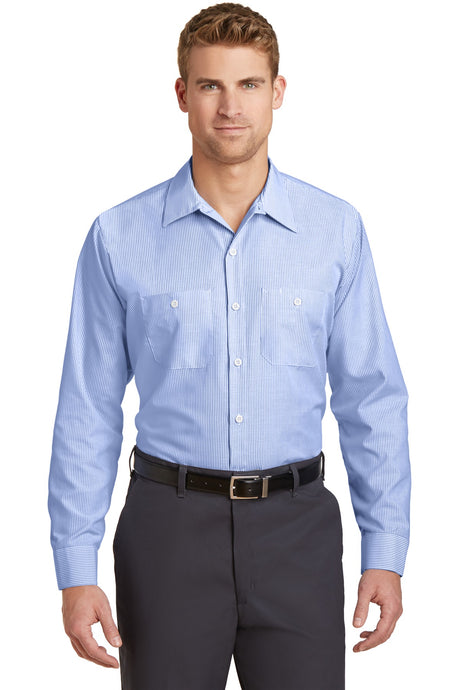 Red Kap Men's Long Sleeve Striped Industrial Work Shirt