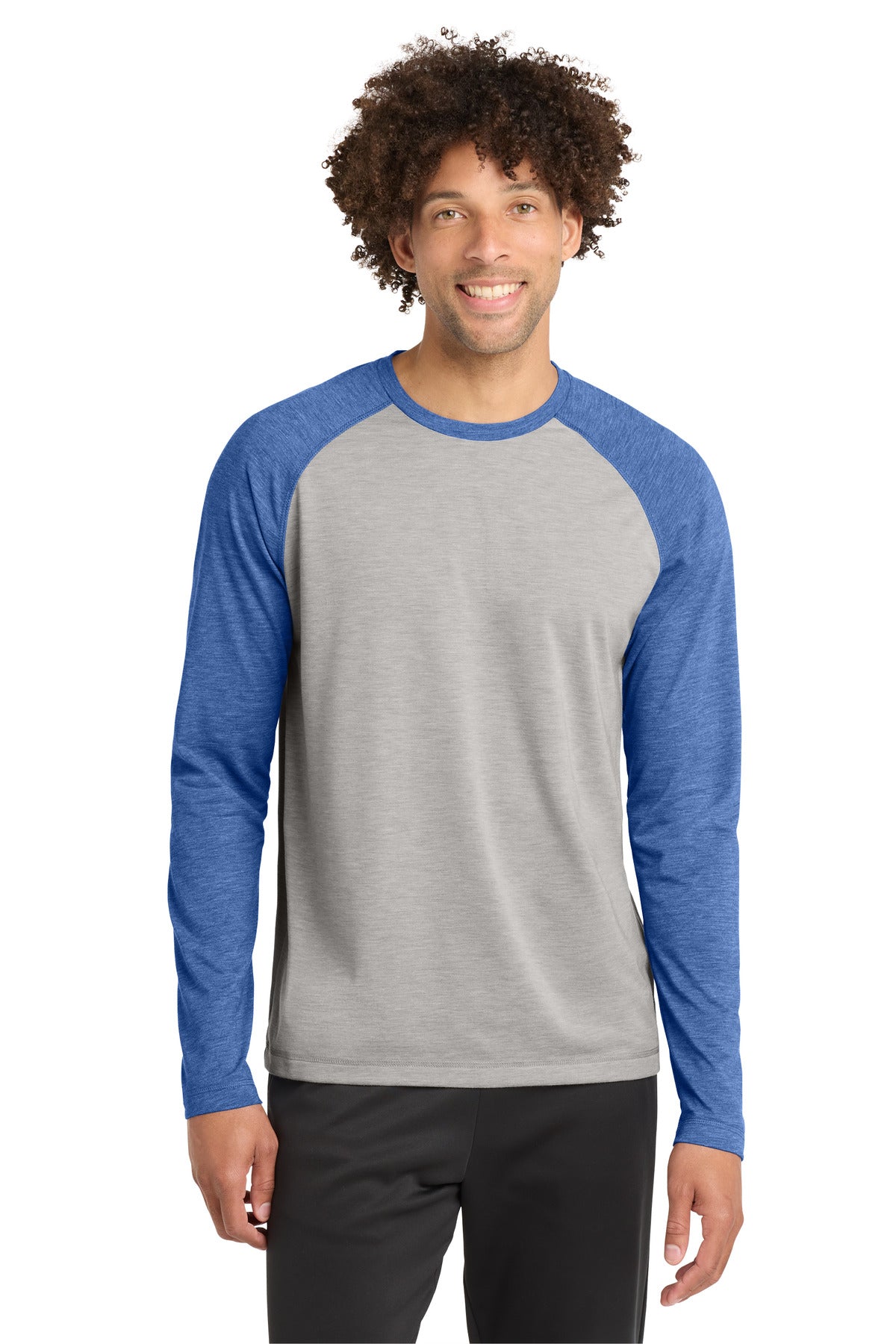 Sport-Tek Men's    PosiCharge    Long Sleeve Tri-Blend Wicking Raglan Tee ST400LS