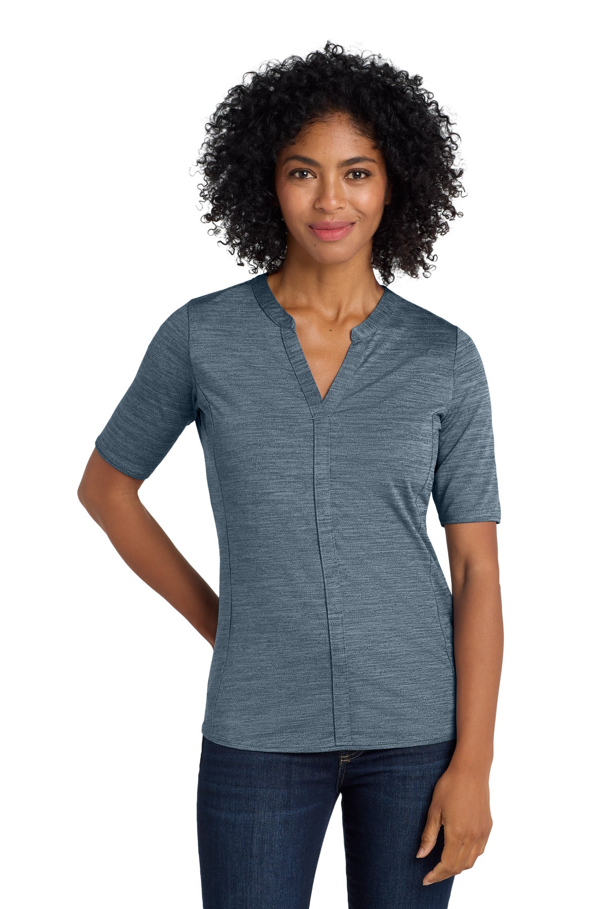 Port Authority Women's    Stretch Heather Open Neck Top  LK583