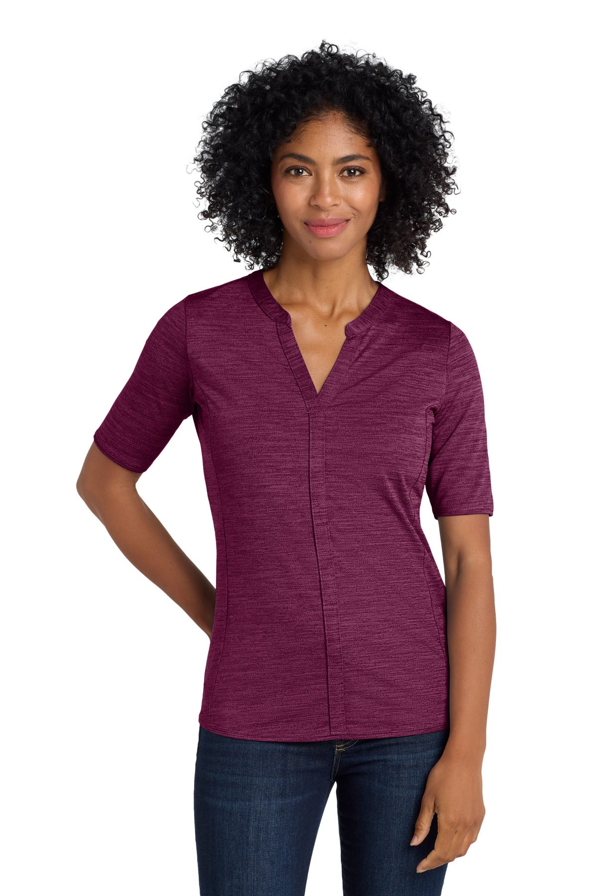 Port Authority Women's    Stretch Heather Open Neck Top  LK583