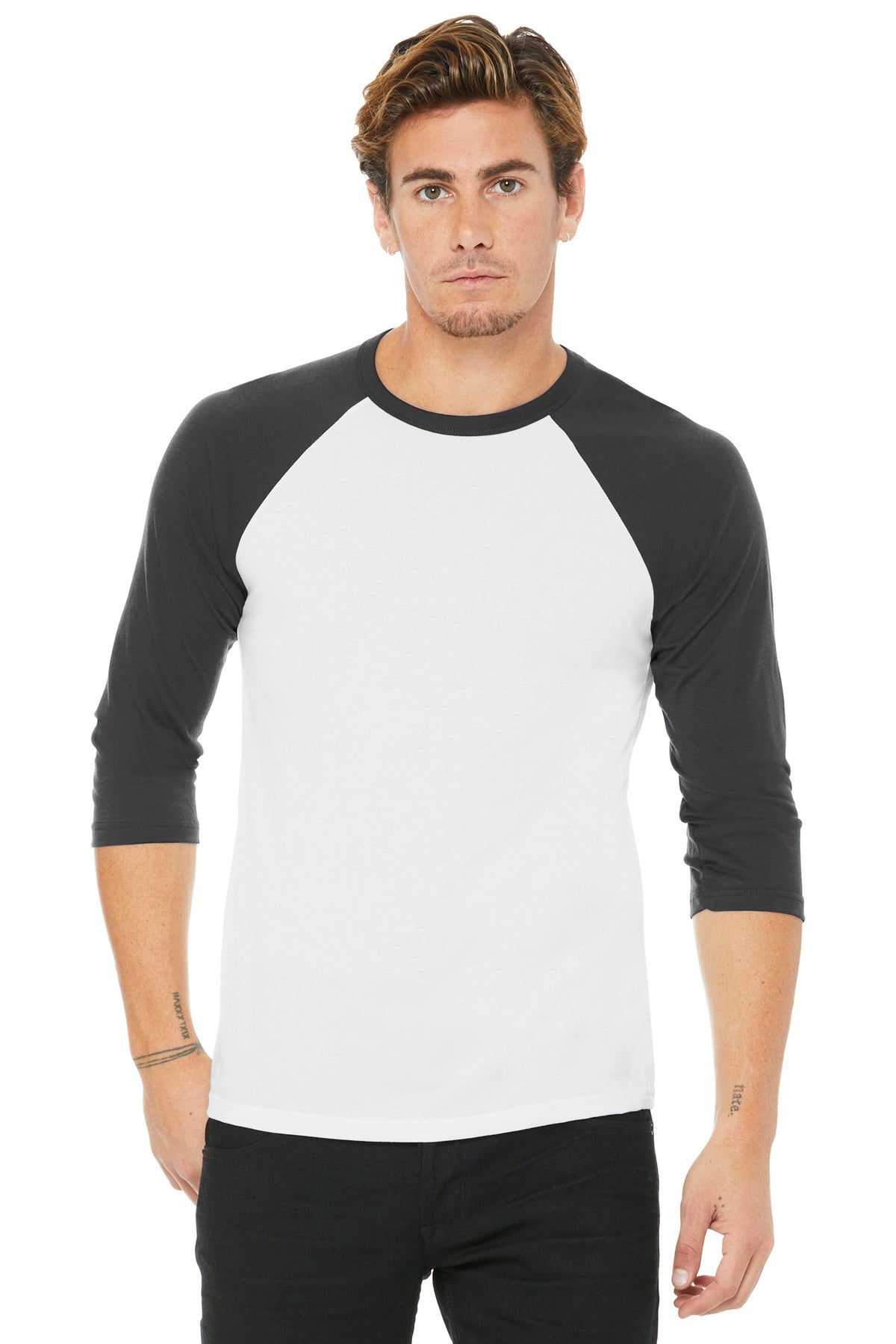 Bella + Canvas Men's    3/4-Sleeve Baseball Tee