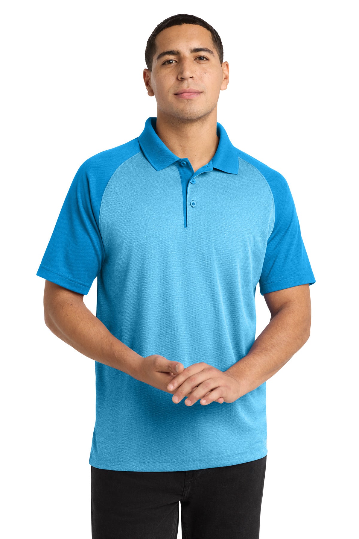 Sport-Tek Men's    PosiCharge    RacerMesh    Raglan Heather Block Polo