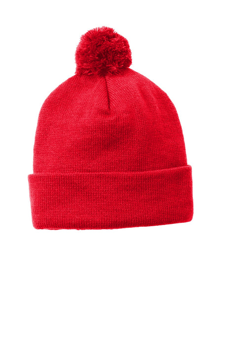 Sport-Tek Men's    Solid Pom Pom Beanie