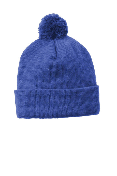 Sport-Tek Men's    Solid Pom Pom Beanie