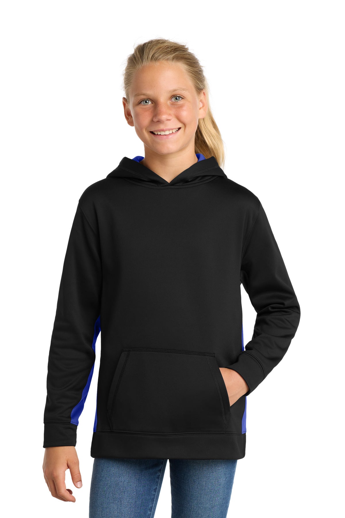 Sport-Tek Youth   Sport-Wick   Fleece Colorblock Hooded Pullover