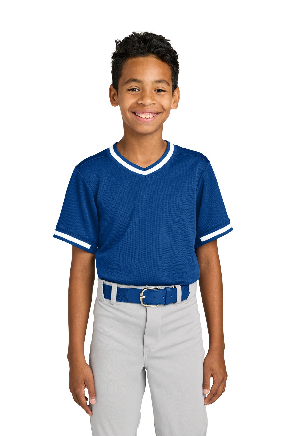 Sport-Tek Youth   Tough Mesh V-Neck Baseball Jersey YST221