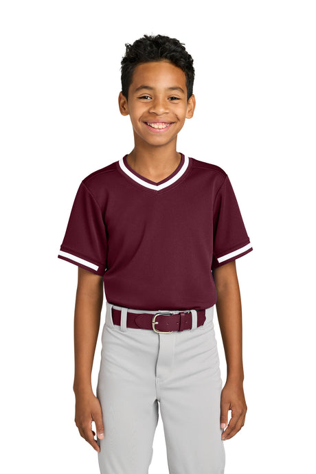 Sport-Tek Youth   Tough Mesh V-Neck Baseball Jersey YST221