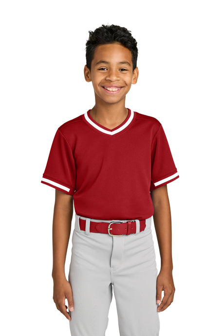 Sport-Tek Youth   Tough Mesh V-Neck Baseball Jersey YST221