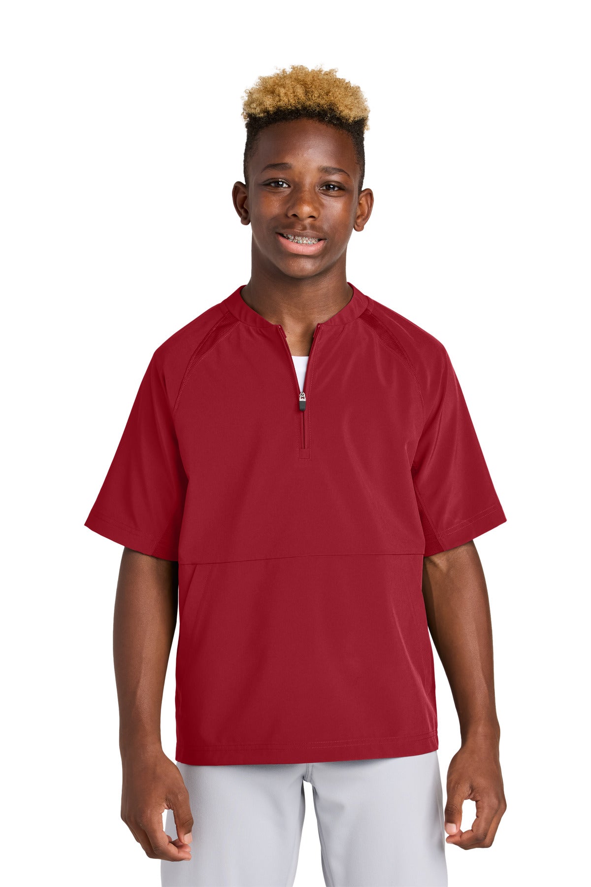 Sport-Tek Youth   Repeat 1/2-Zip Short Sleeve Jacket YJST489