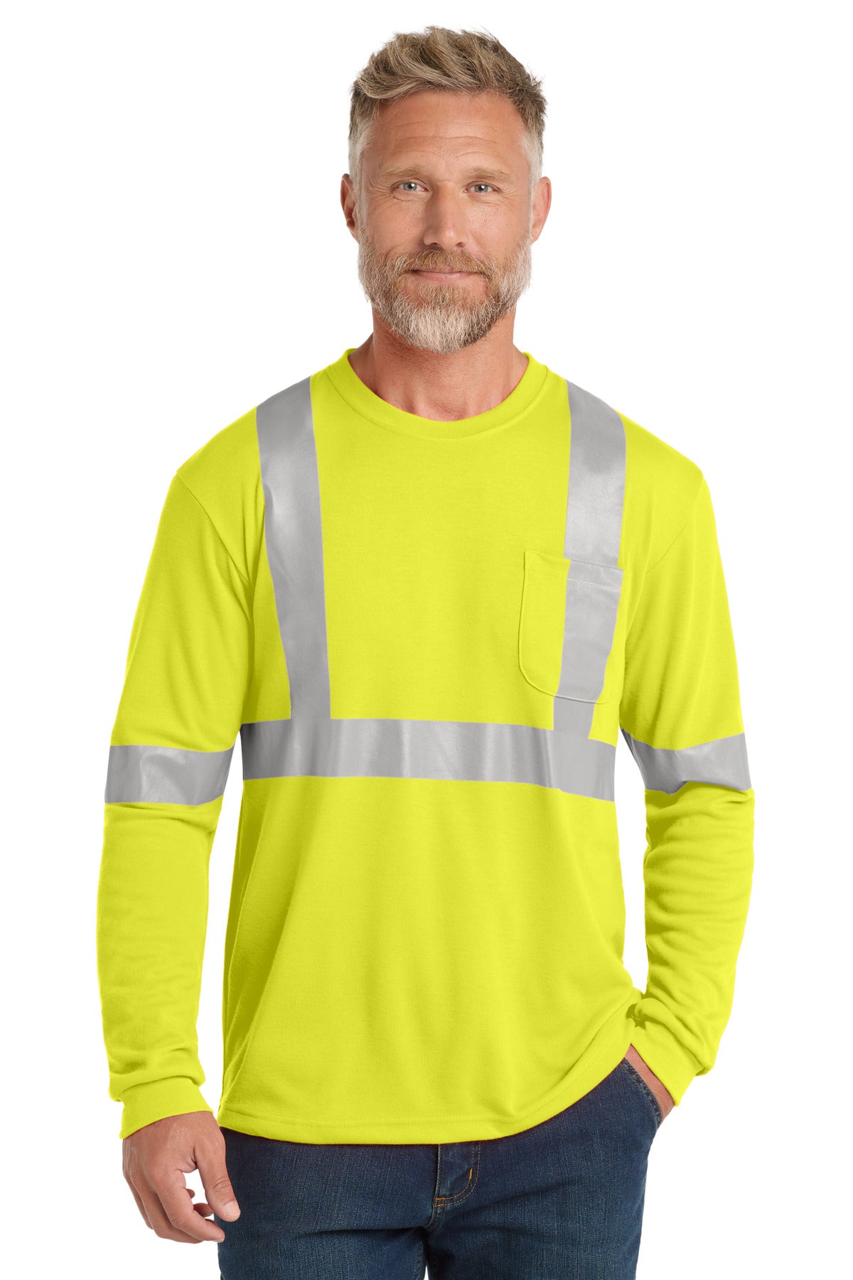 CornerStone Men's   ANSI 107 Class 2 Long Sleeve Safety T-Shirt
