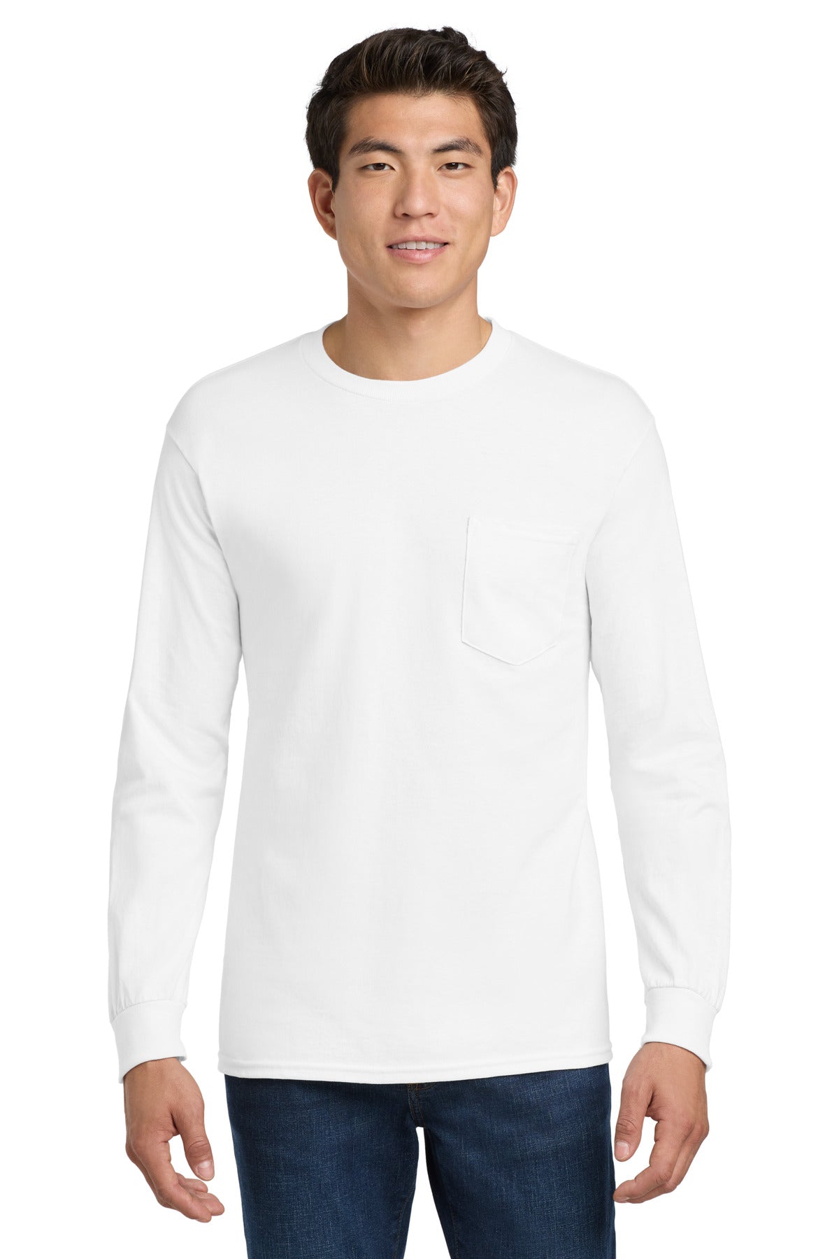 Gildan Men's   Ultra Cotton   100% US Cotton Long Sleeve T-Shirt with Pocket