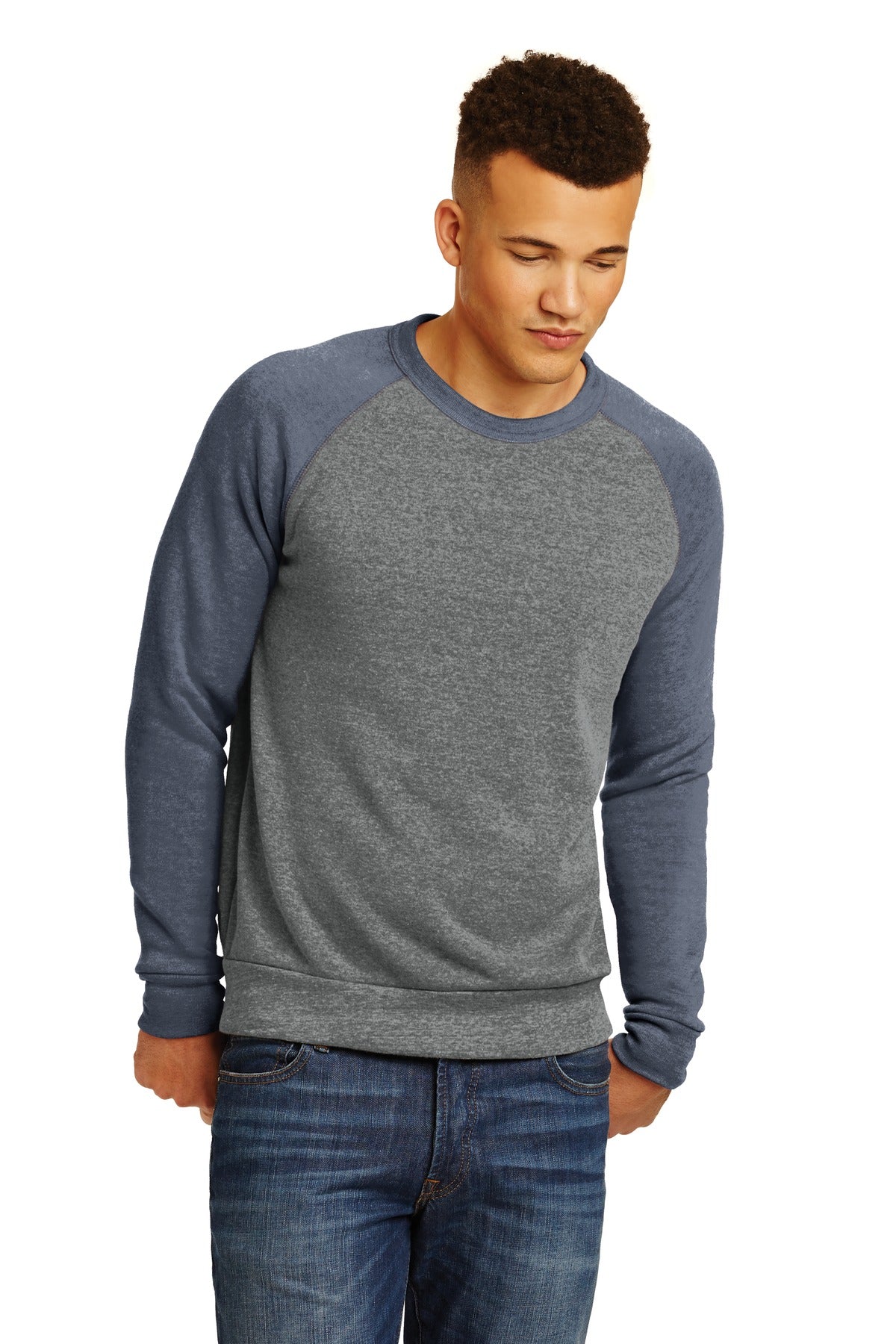 Alternative Apparel Men's Champ Colorblock Eco  Fleece Sweatshirt