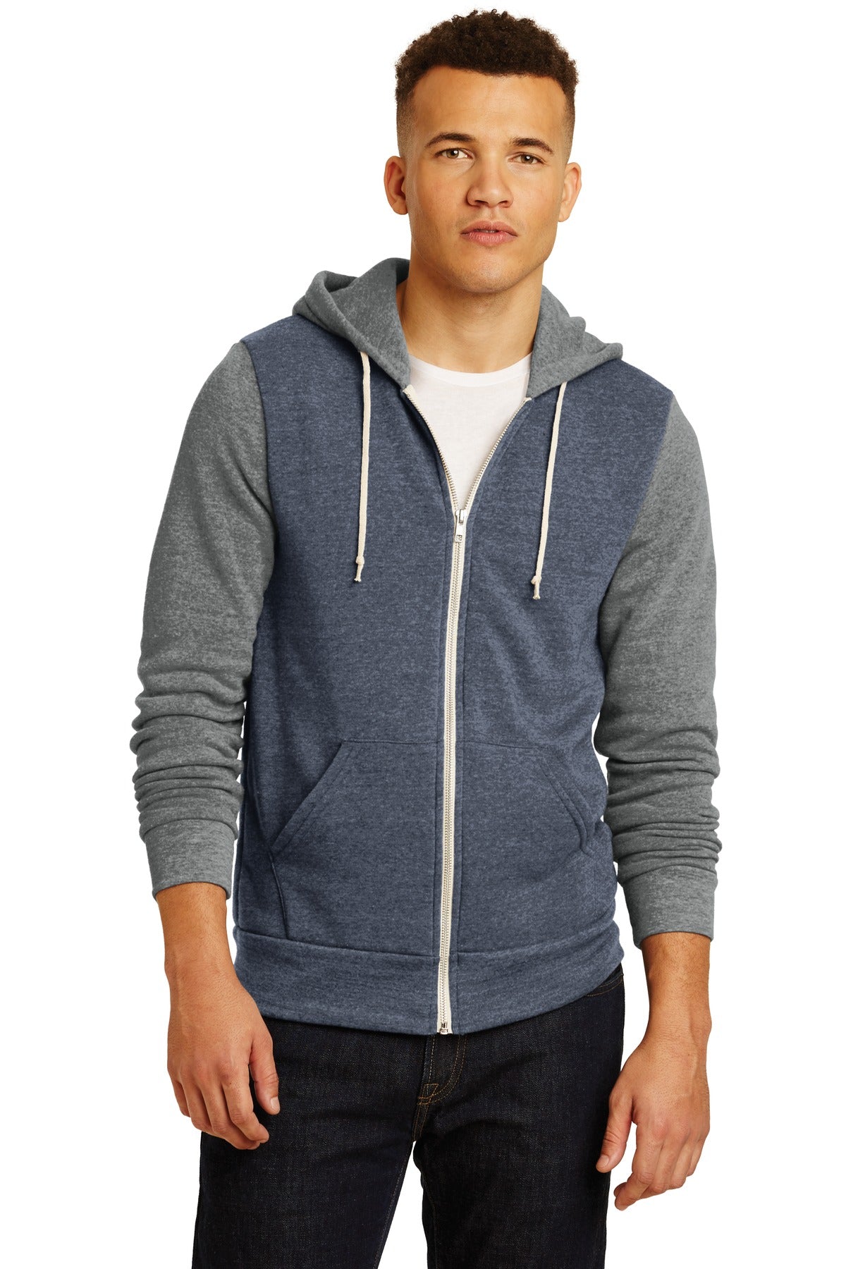 Alternative Apparel Men's Colorblock Rocky Eco  -Fleece Zip Hoodie