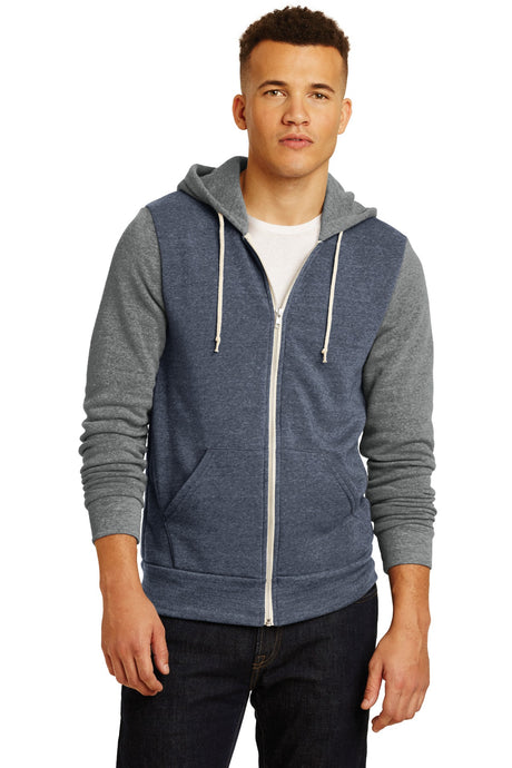 Alternative Apparel Men's Colorblock Rocky Eco  -Fleece Zip Hoodie