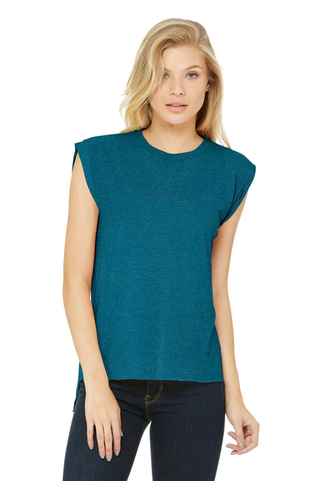 BELLA + CANVAS Women’s Flowy Rolled Cuffs Muscle Tee