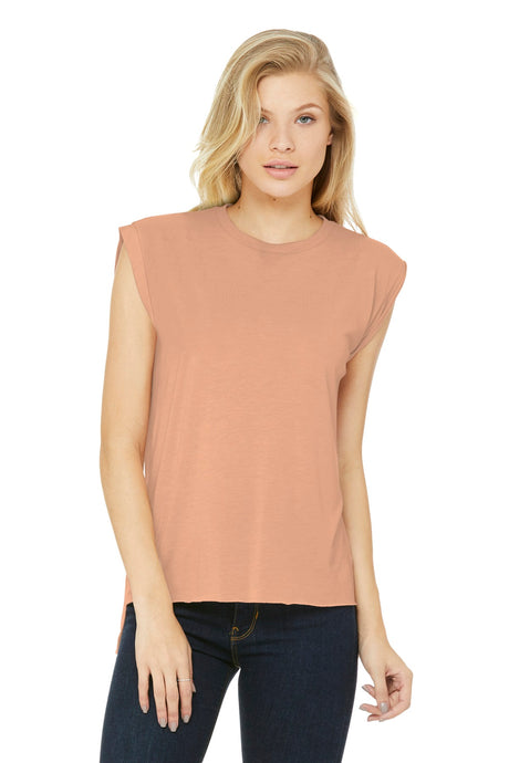 BELLA + CANVAS Women’s Flowy Rolled Cuffs Muscle Tee