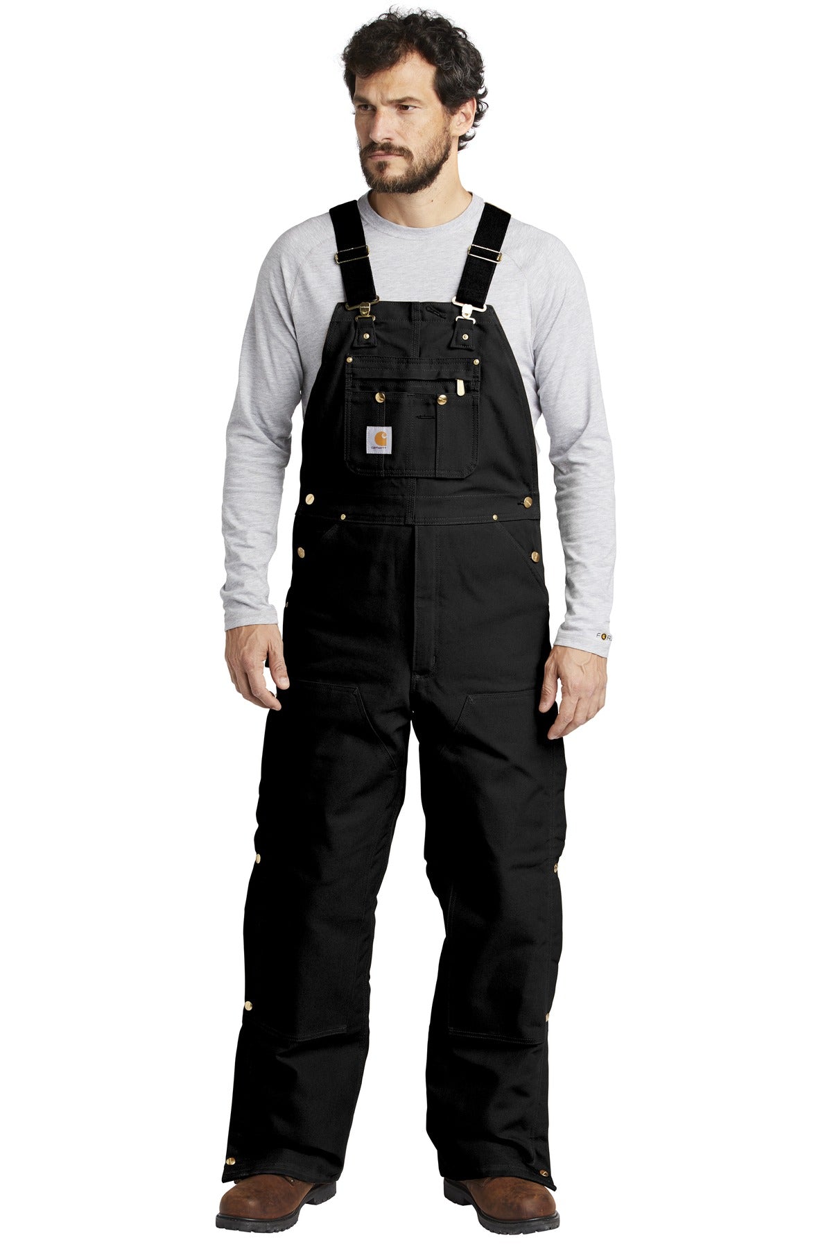 Carhartt Men's    Duck Quilt-Lined Zip-To-Thigh Bib Overalls