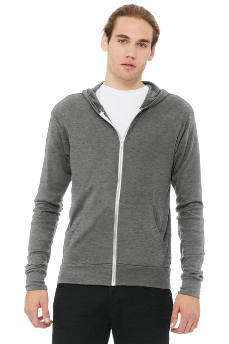 Bella + Canvas Men's    Triblend Full-Zip Lightweight Hoodie