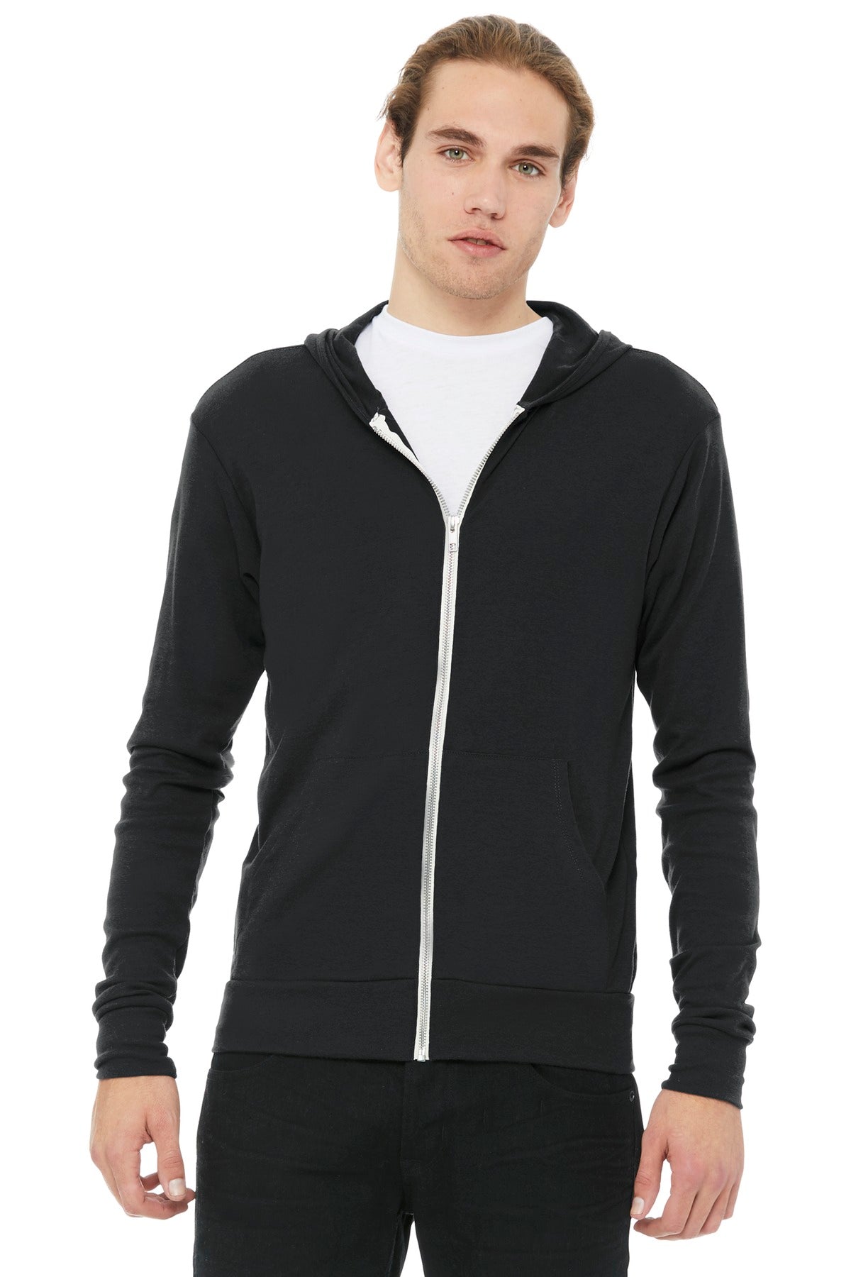 Bella + Canvas Men's    Triblend Full-Zip Lightweight Hoodie
