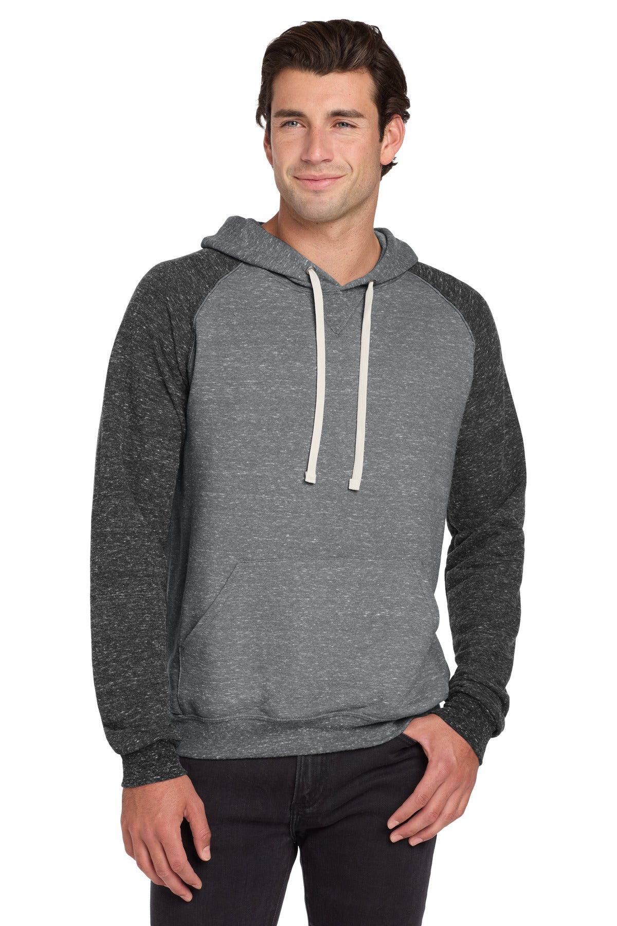 JERZEES Men's Snow Heather French Terry Raglan Hooded Sweatshirt