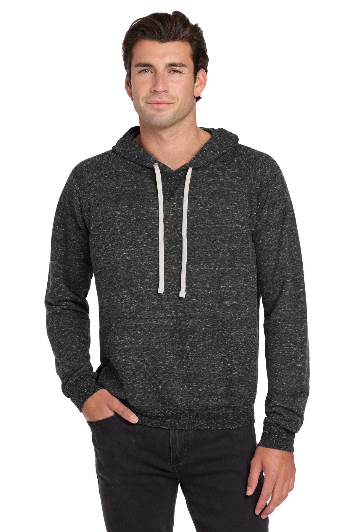 JERZEES Men's Snow Heather French Terry Raglan Hooded Sweatshirt