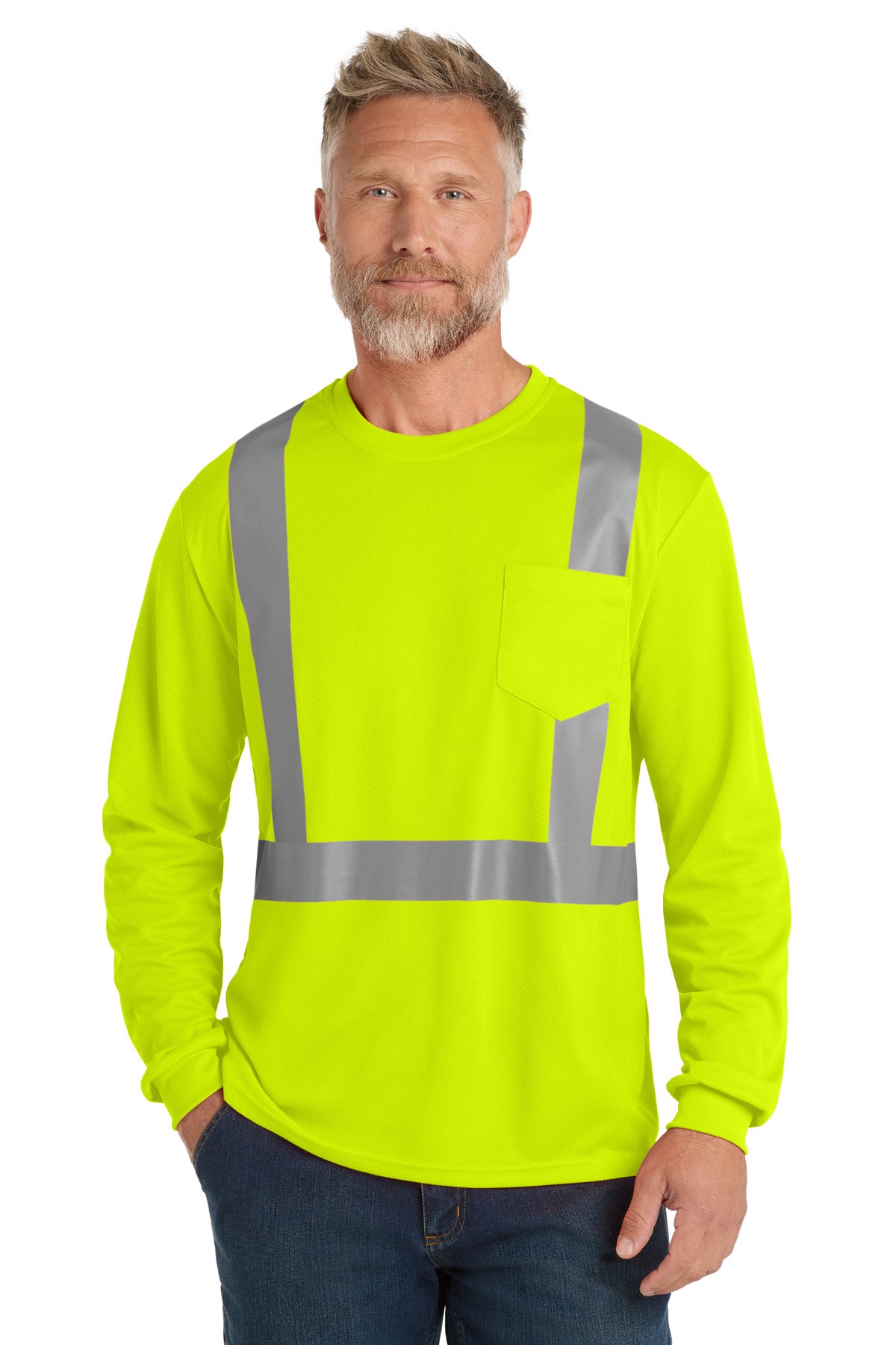 CornerStone Men's    ANSI 107 Class 2 Mesh Long Sleeve Tee