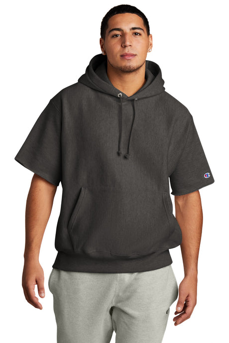 Champion Men's     Reverse Weave     Short Sleeve Hooded Sweatshirt S101SS